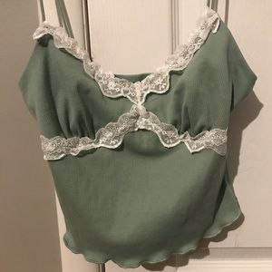 green lace cropped cami top